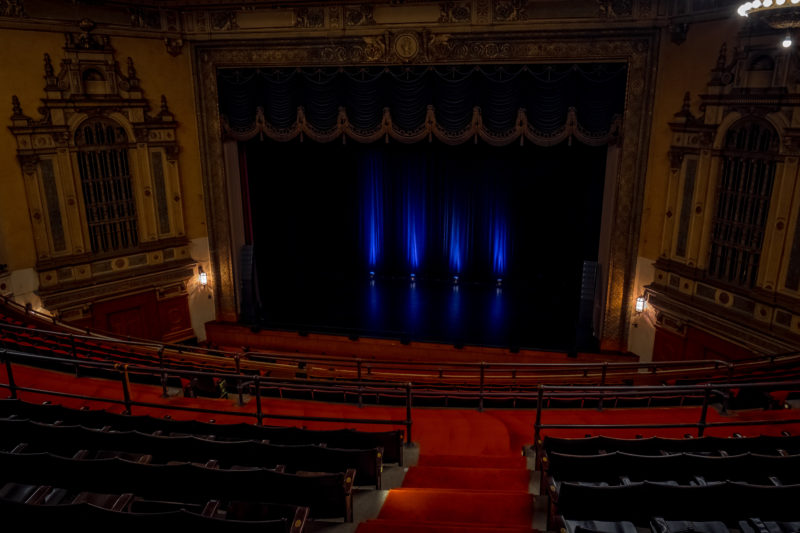View of the Syney Goldstein Theater stage from the balcony -